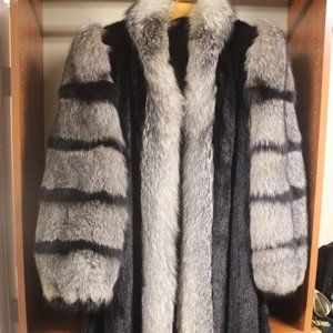 Black Silver Fox and Mink Full Lenght Coat